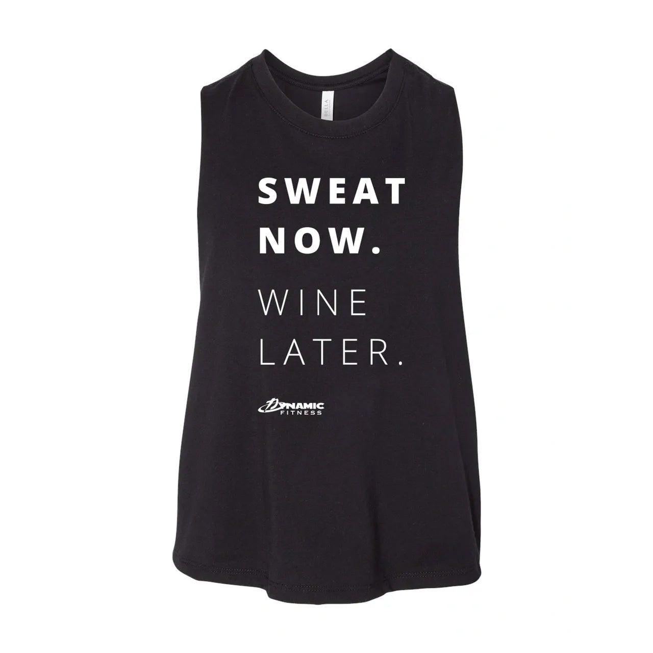 Sweat Now. Wine Later. Ladies Crop Tank