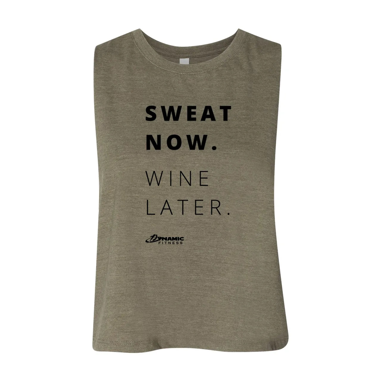 Sweat Now. Wine Later. Ladies Crop Tank