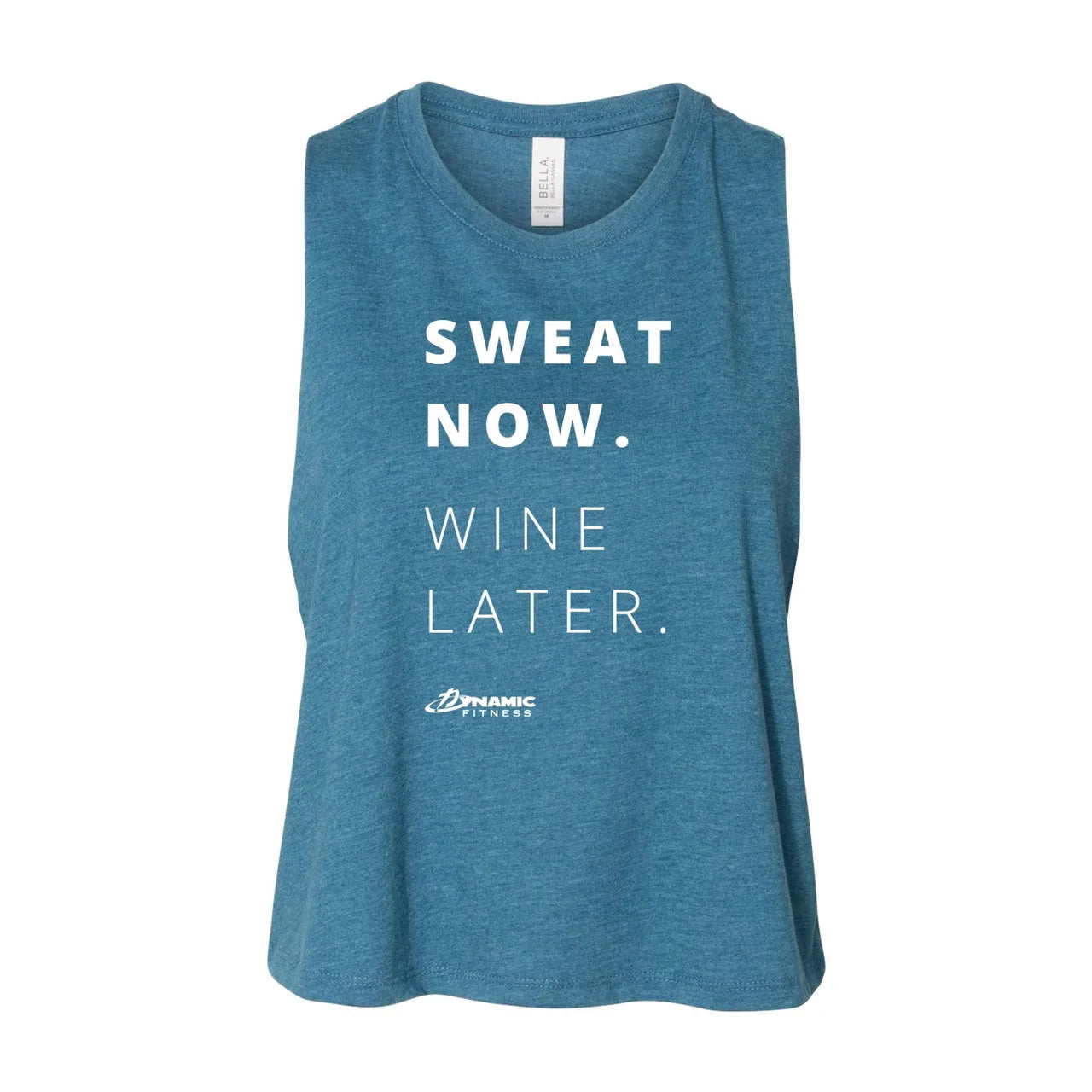 Sweat Now. Wine Later. Ladies Crop Tank