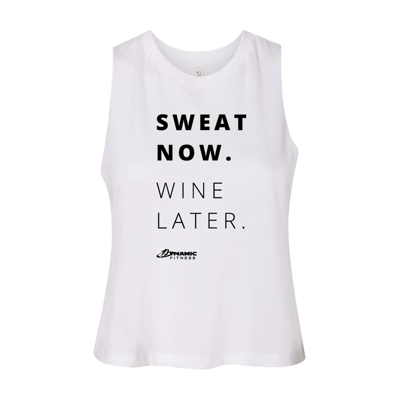Sweat Now. Wine Later. Ladies Crop Tank